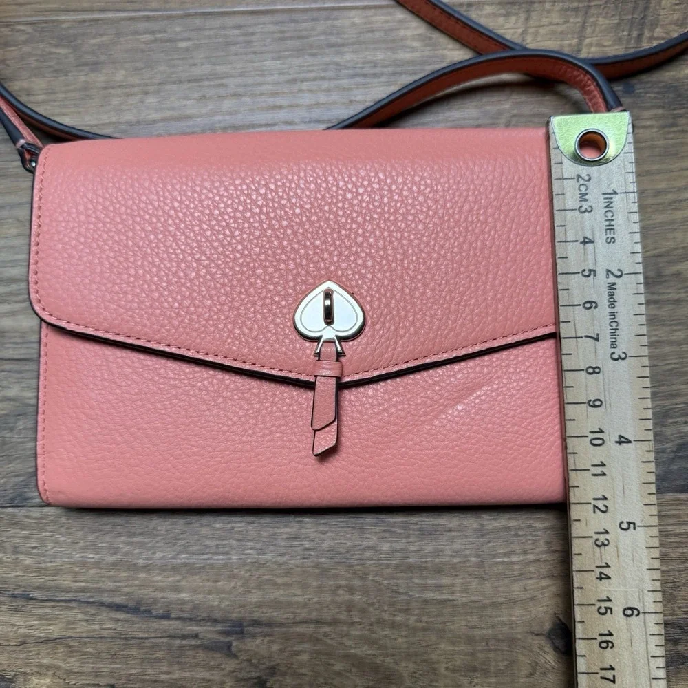 NWT $249 Kate Spade Marti Leather Flap Wallet Crossbody K6027 Peach‎ Orange